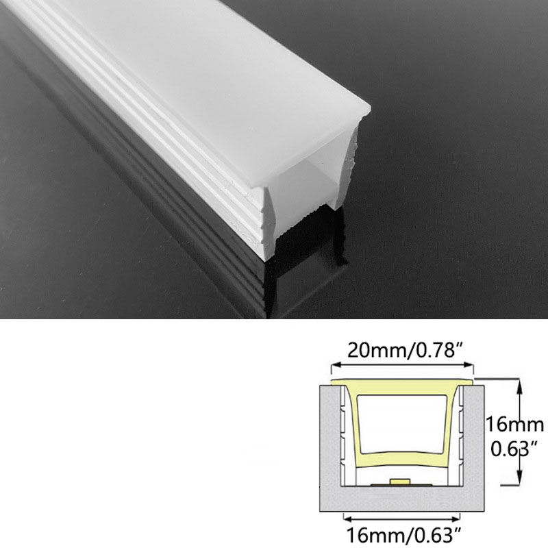 16*16mm Whole Top Glow Silicone Flexible LED Strip Cover Diffuser For 12mm Tape Light